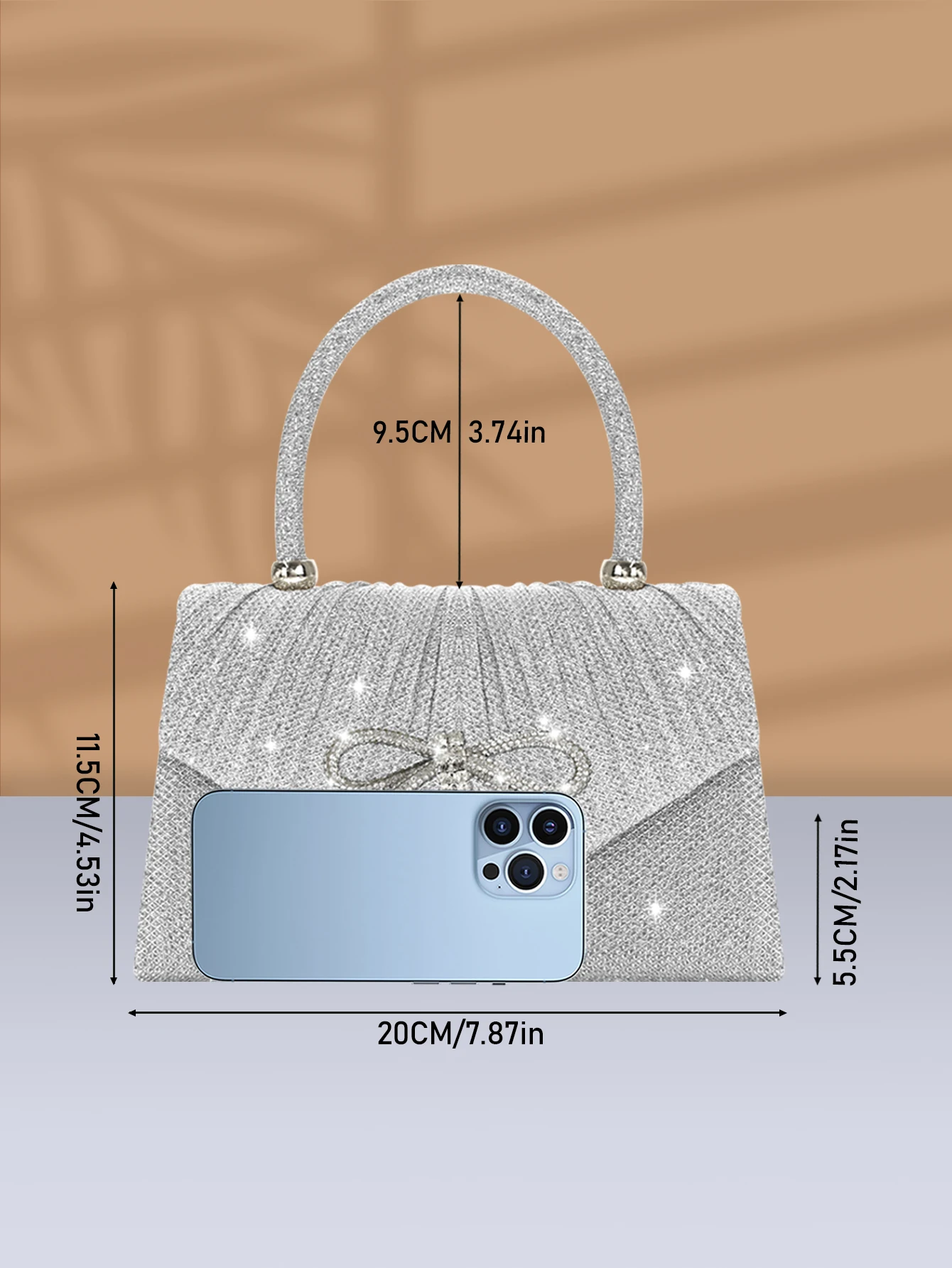 حقيبة يد رائعة ولامعة من حجر الراين مطوية، مناسبة لحفلات الزفاف والحفلات الراقصة والعشاء وحفلات أعياد الميلاد وهدية رائعة. #3