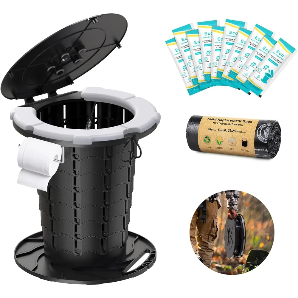 

Модернизированный выдвижной портативный унитаз blika с мягким сиденьем, складной походный туалет весом 350 фунтов для взрослых и детей, компактный дорожный туалет