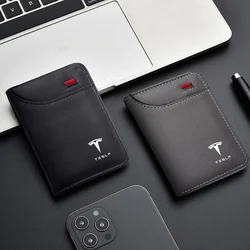 PU Leather Car Logo Wallet Credit Card Purse Portable Small Wallet For Tesla Model 3 Y S X 2021 Roadster Cybertruck Juguete