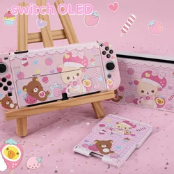 Rilakkuma Series Switcholed Protective Case Cute Cartoon Bear Ns Oled Pink Pc Protective Hard Shell Anime Peripherals