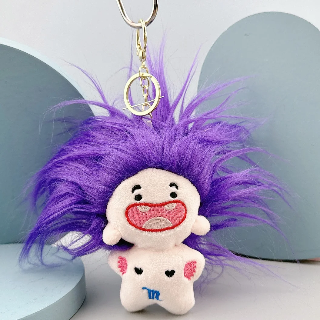 Plüsch Cartoon Puppe Anhänger Schlüsselbund Tasche Anhänger 10 cm Langes Haar Konstellation Gefüllte Puppe Sternzeichen Puppe Anhänger Zubehör