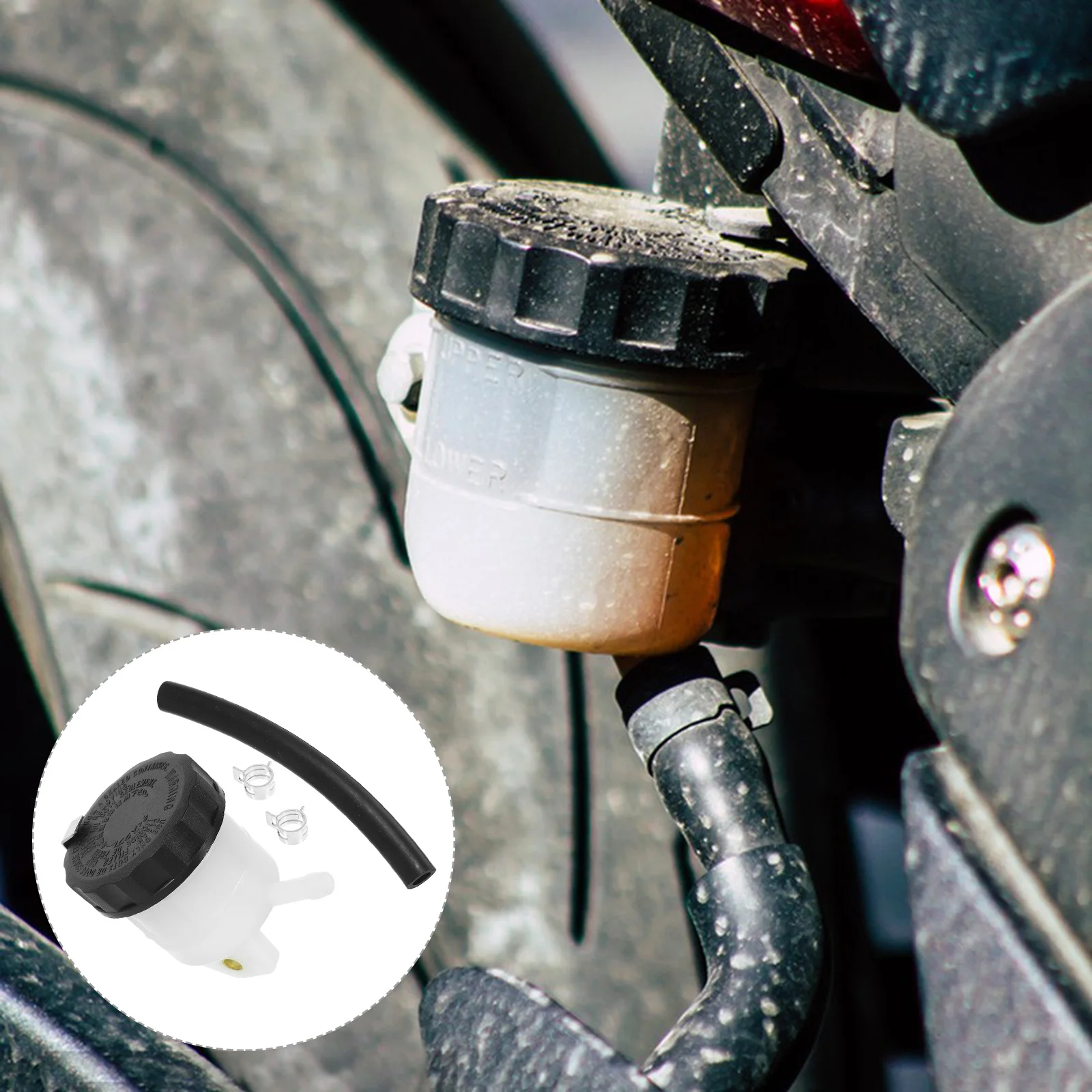 Cilindro dell'olio della pompa freno Coppa del serbatoio del liquido posteriore del motociclo Componenti ABS da corsa di grande cilindrata in plastica anteriore