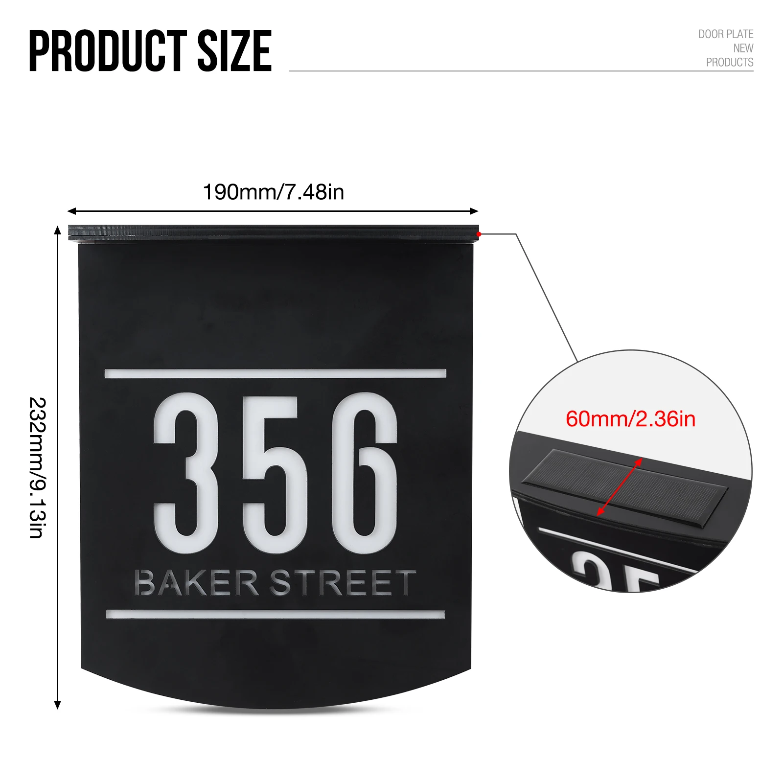 Imagem -05 - Exterior Exterior Solar House Sign Placa Led Personalizada Placa de Endereço Personalizado Street Name Number Sign