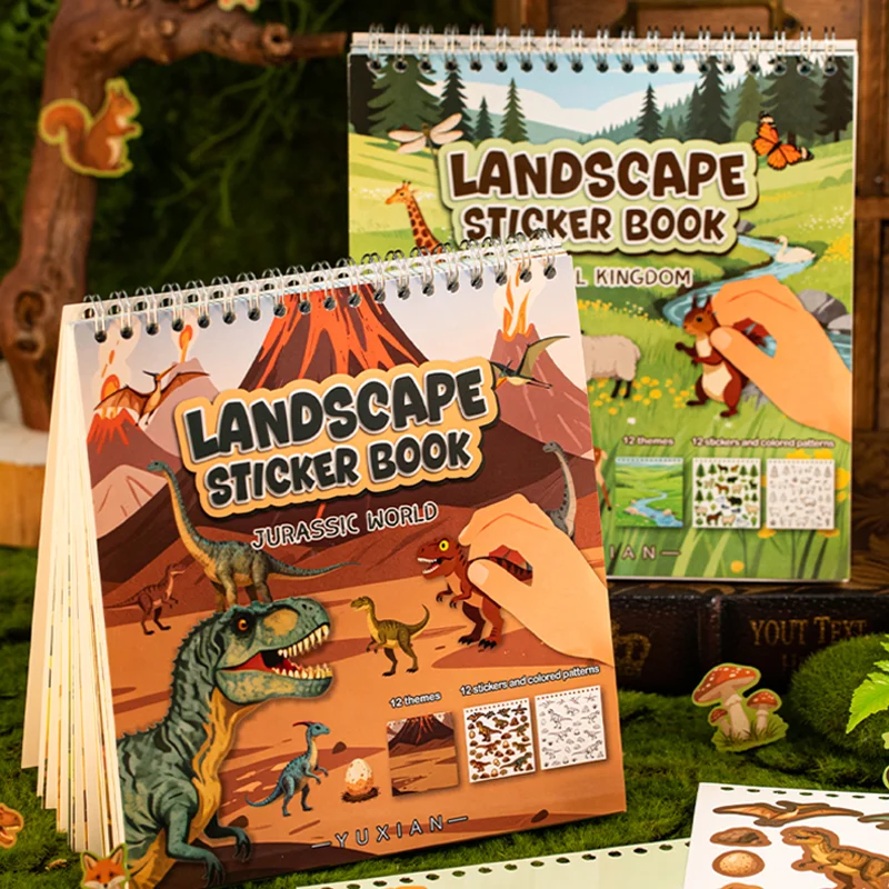 

Mr. Paper 24pcs Animal World Diorama Sticker Book, Spiral Notebook for Scrapbooking, 3D Animal Scene DIY Craft for Journal Album