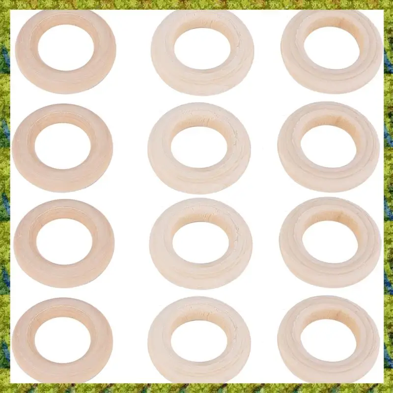 UISN 150 Pcs 25 Mm/1 Inch Wooden Craft Ring Unfinished Wooden Rings Circle Wood Pendant Connectors For DIY Projects