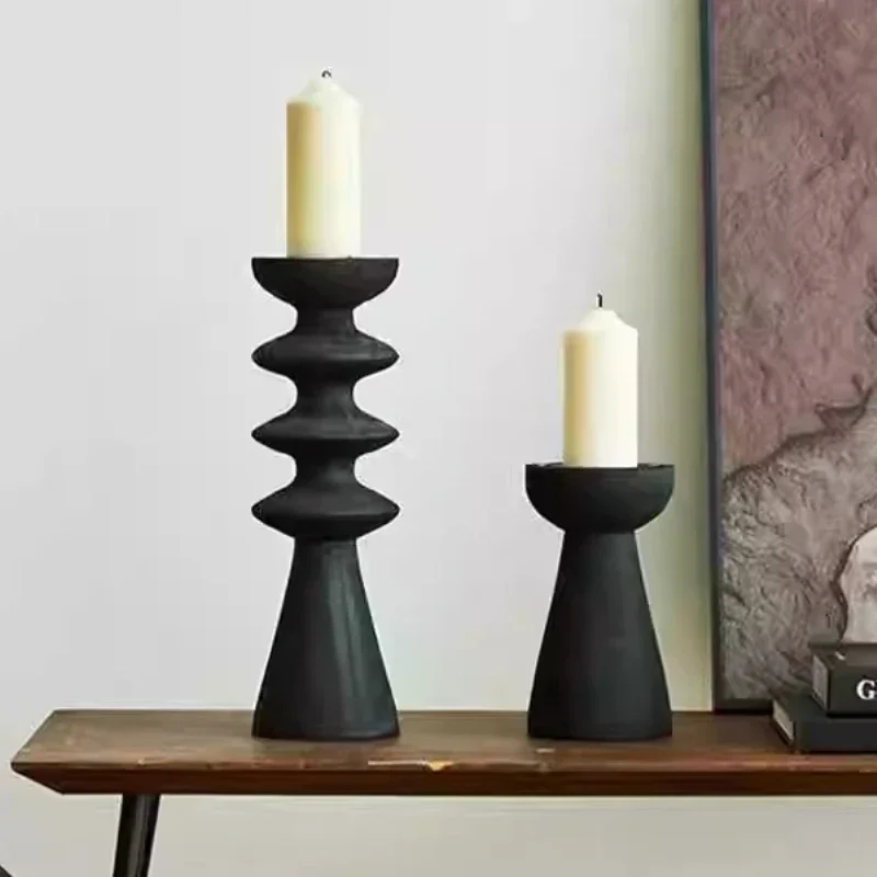 Vintage Wood Candle Holder Advanced Desktop Atmosphere Decoration Elegant Wedding Centerpieces Candlestick Holder Party Supplies