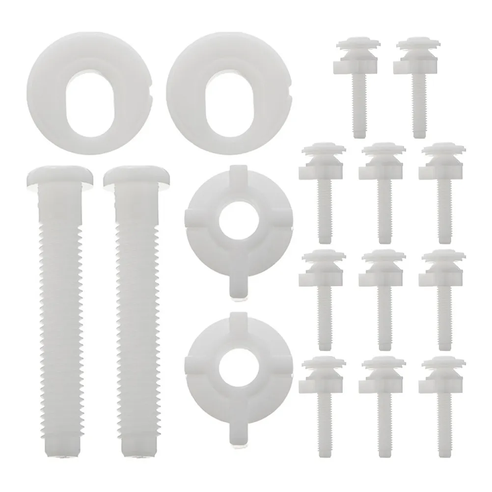 

12Pcs Toilet Seat Mounting Screws Plastic Fastener Bolts Nuts Washers for Stable No-Wobble Secure Fit Bathroom Toilet Lid Seat