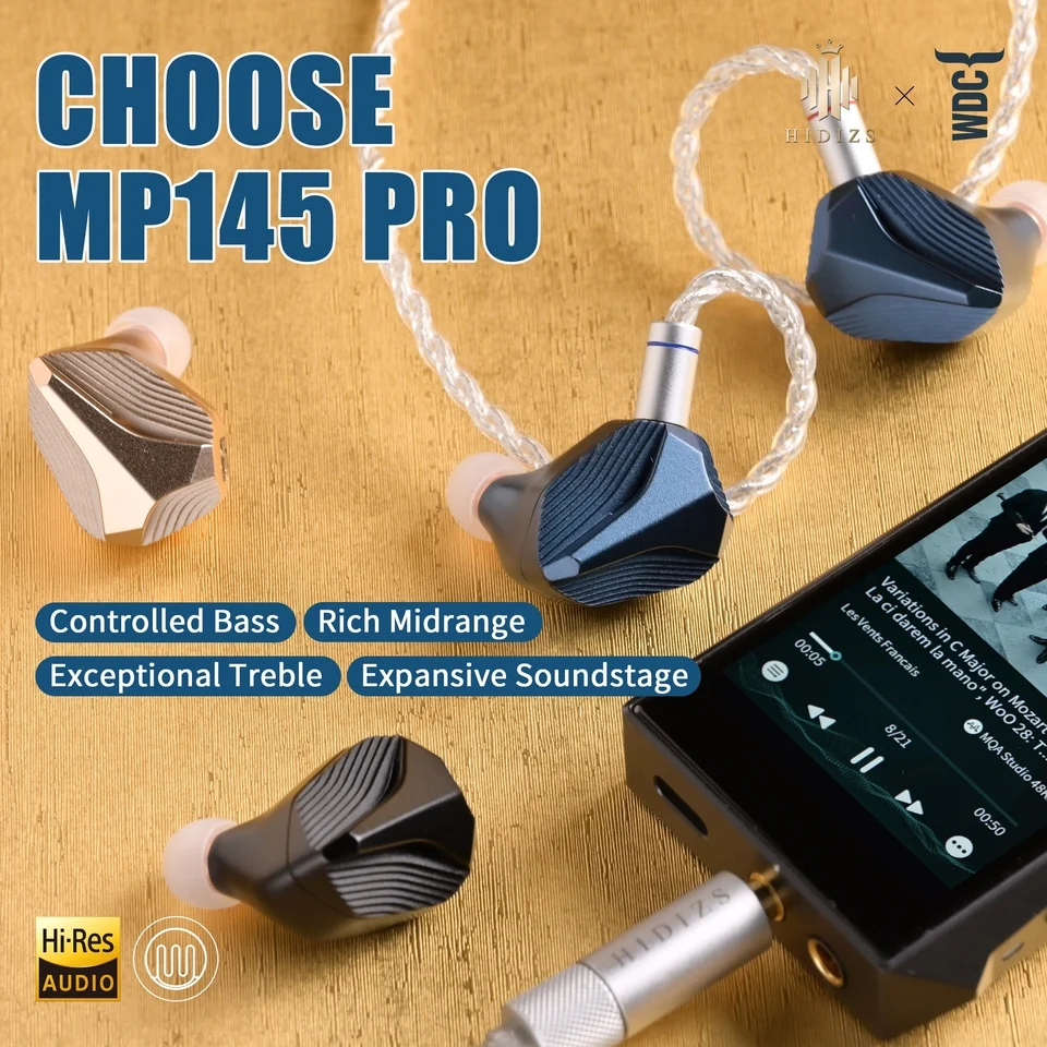 Наушники-мониторы HIDIZS MP145 PRO HiFi с 14,5-мм ультраточным планарным магнитным драйвером нано-класса, внутриканальные, для аудио высокого разрешения