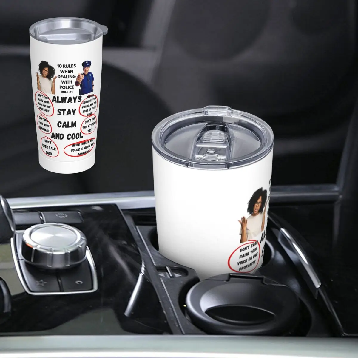 Rule #1 When Dealing With Police Stainless Steel Tumbler Vacuum Insulated Mug Thermal Cold Cup Straw With Lid 20oz