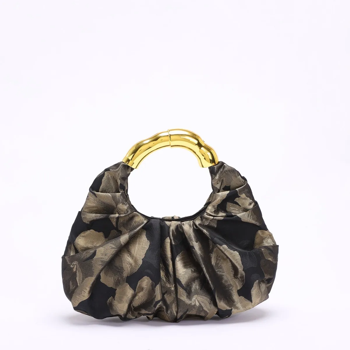 

Elegant Gilding Flower Evening Bag Women Handbag Half Moon Cloud Dumpling Bags for Women Ruched Party Wedding Clutch Ladies NEW