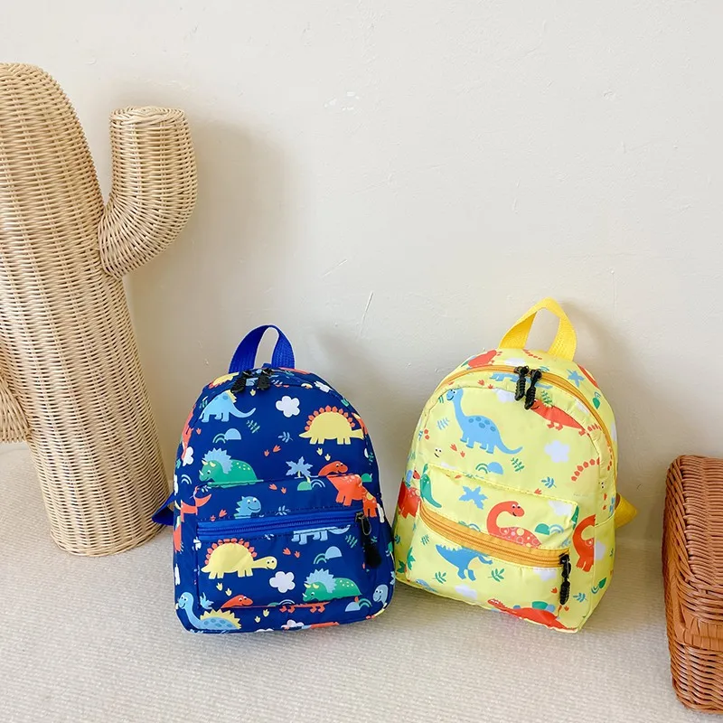 Sac à dos de dessin animé mignon personnalisé pour enfants, petit dinosaure, cartable de maternelle, sacs simples pour enfants, nom brodé