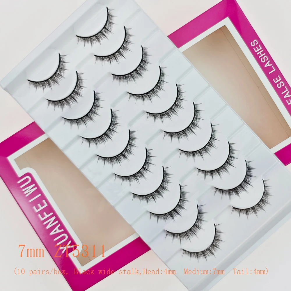 Xuanfeiwu Natural Short Hard-Stemmed Eyelashes, Realistic Without Makeup, Suitable for Daily Use, Can Be Applied by Beginners, Can Create Double Eyelids, Full Strip DIY Self-Grafting Eyelashes