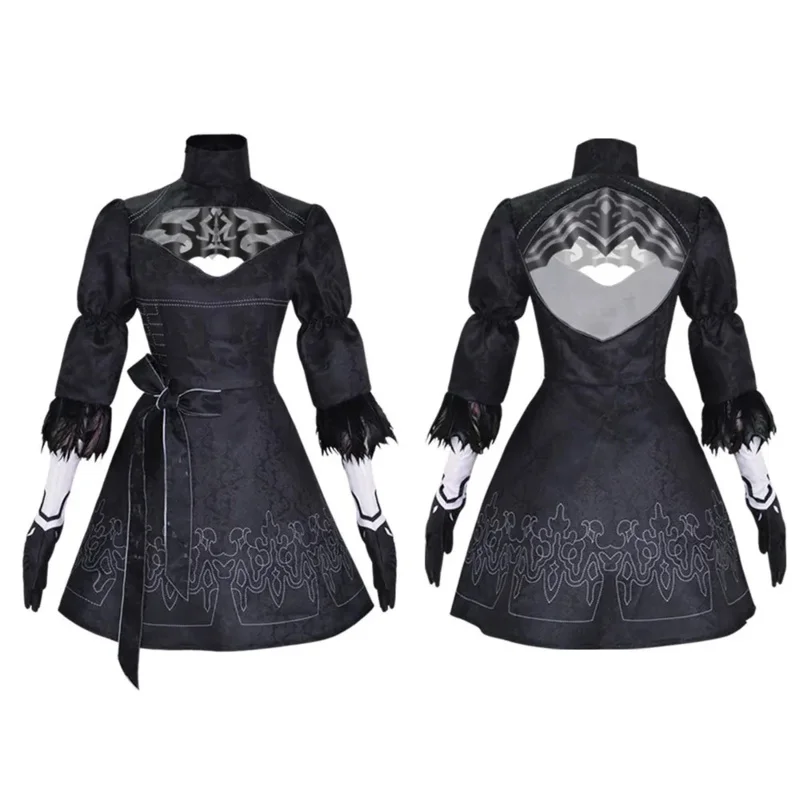 Nier Automata 2B disfraz de Cosplay para mujer, conjunto de juego de rol femenino, disfraz de niña, vestido de fantasía para fiesta de Halloween