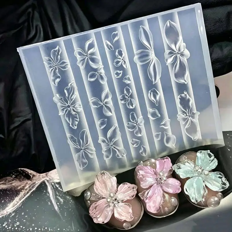 1/2 Stück 3D-Blumen-Silikon-Nagelform, Stereo-Blütenblatt-Nagelkunstform für UV-Harz-Gel, Geschnitzte Blumen DIY Nageldekoration für Zuhause – Detail 6