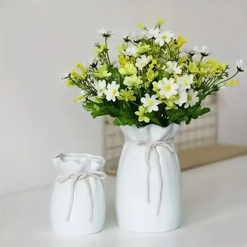 2-teiliges Set Blumenvasen mit Schleifendesign aus Kunststoff, Moderne Nordische Kunst Dekorative Pflanzenflasche, Desktop-Ornament, Kreative Wohndekoration