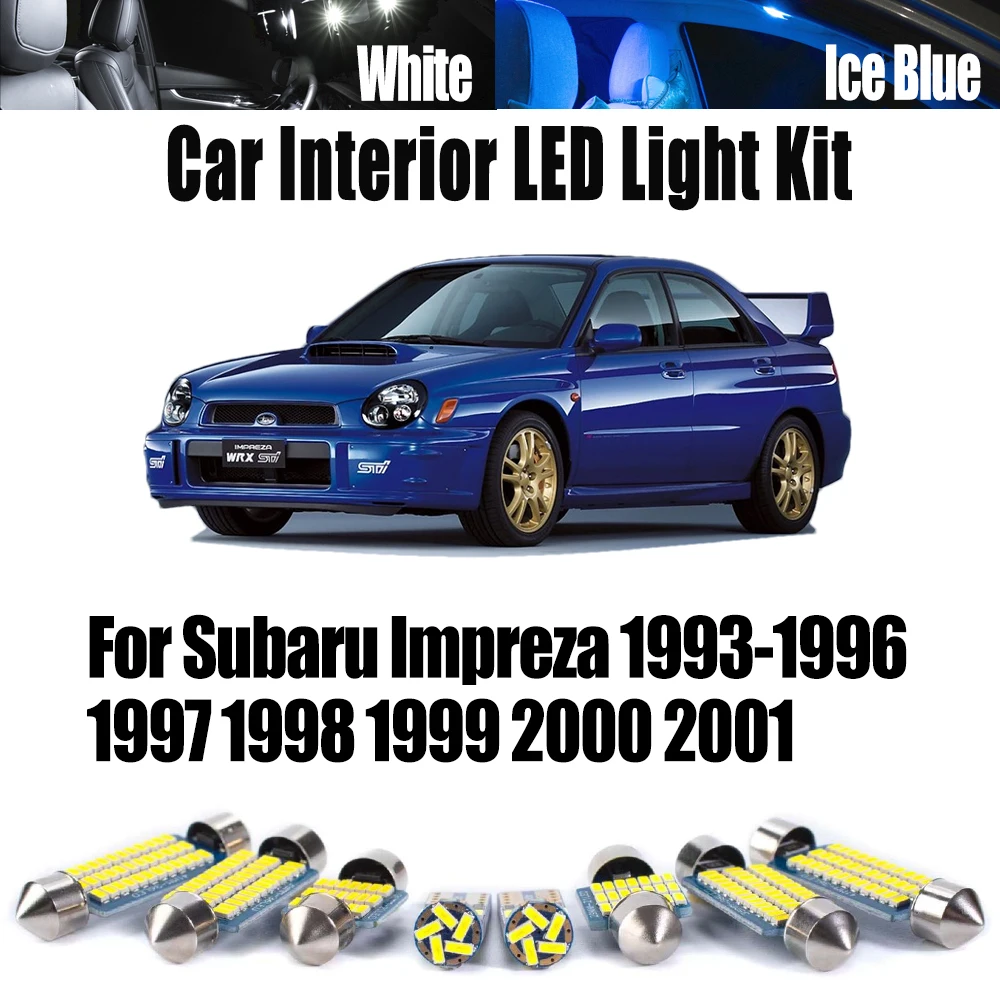 Kit d'éclairage de coffre de lecture de carte de dôme intérieur LED Canbus, 9 pièces, pour Subaru Impreza 1993 – 2000 2001, accessoires de voiture, ampoules de plaque d'immatriculation