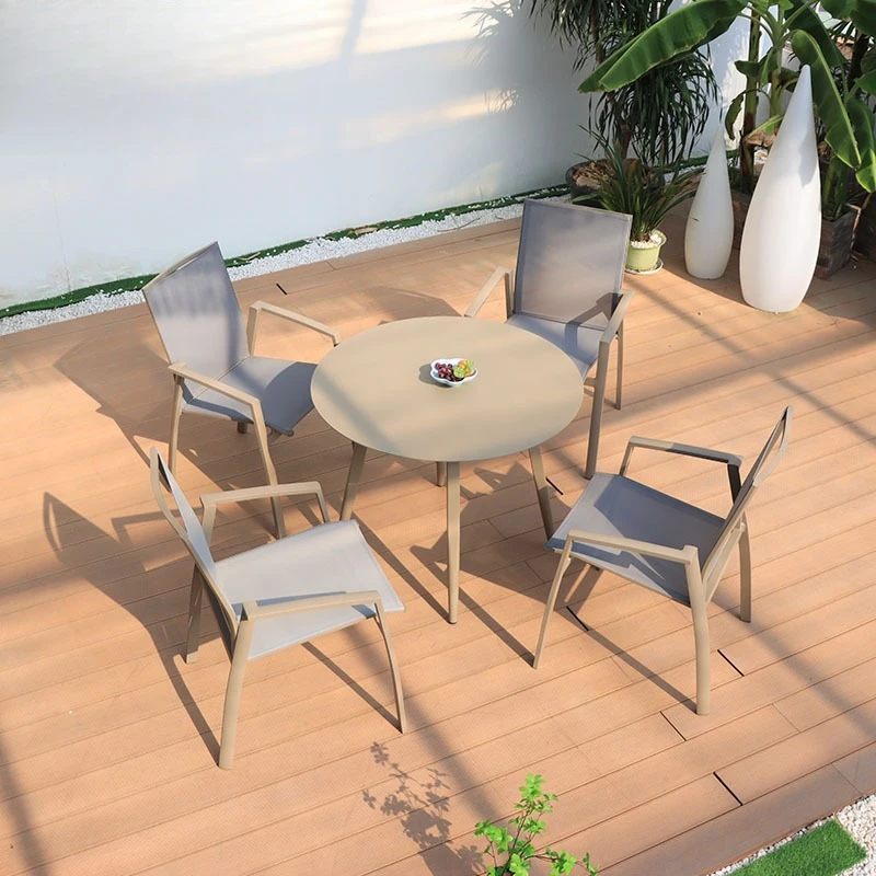 

Outdoor courtyard milk tea shop, coffee shop, tables and chairs outside outdoor waterproof and sunscreen aluminum alloy