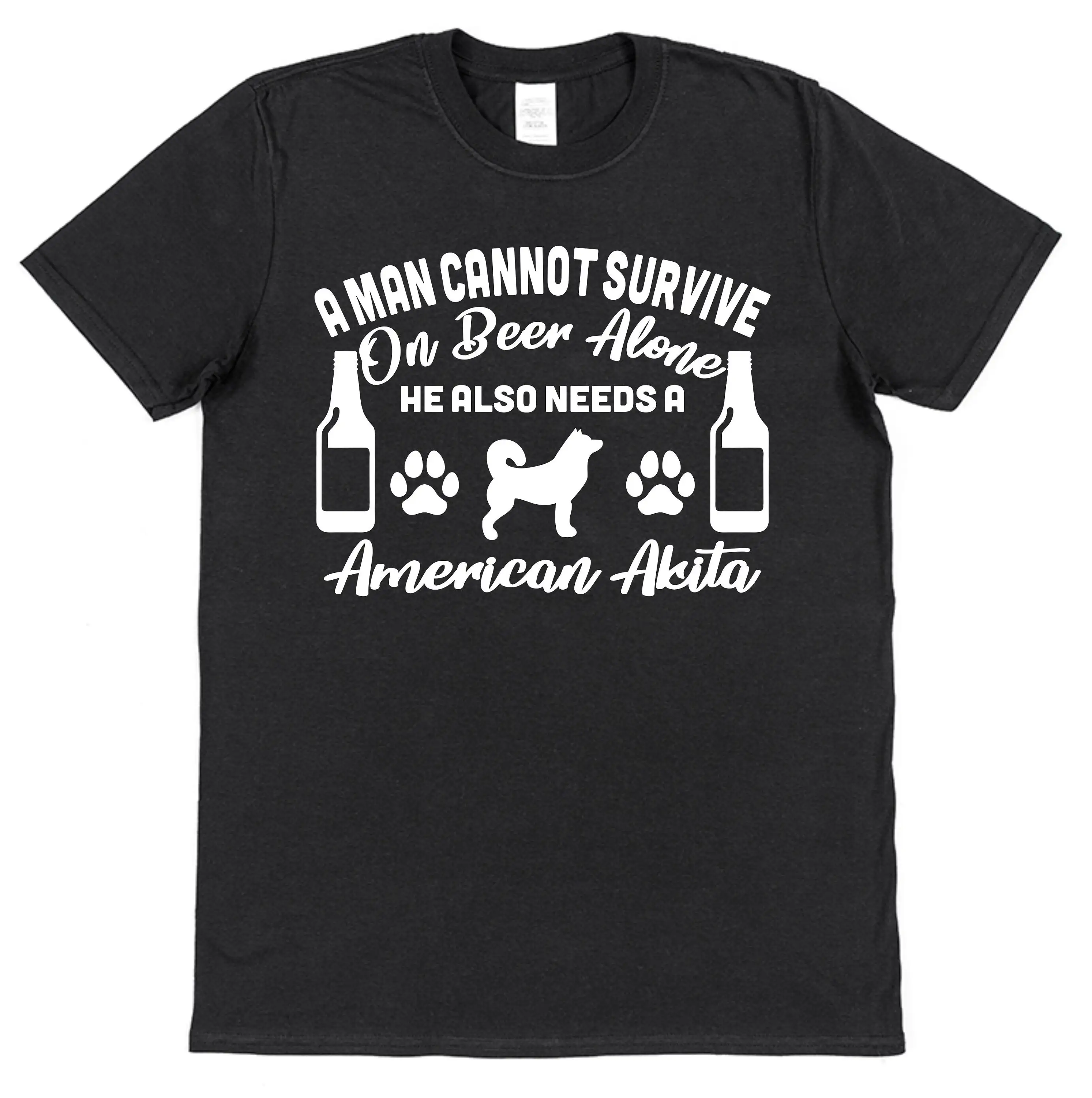 A Man Cannot Survive On Beer Alone He Also Needs An American Akita T Shirt Dog Dad Labrador Owner Labradorl Lover s