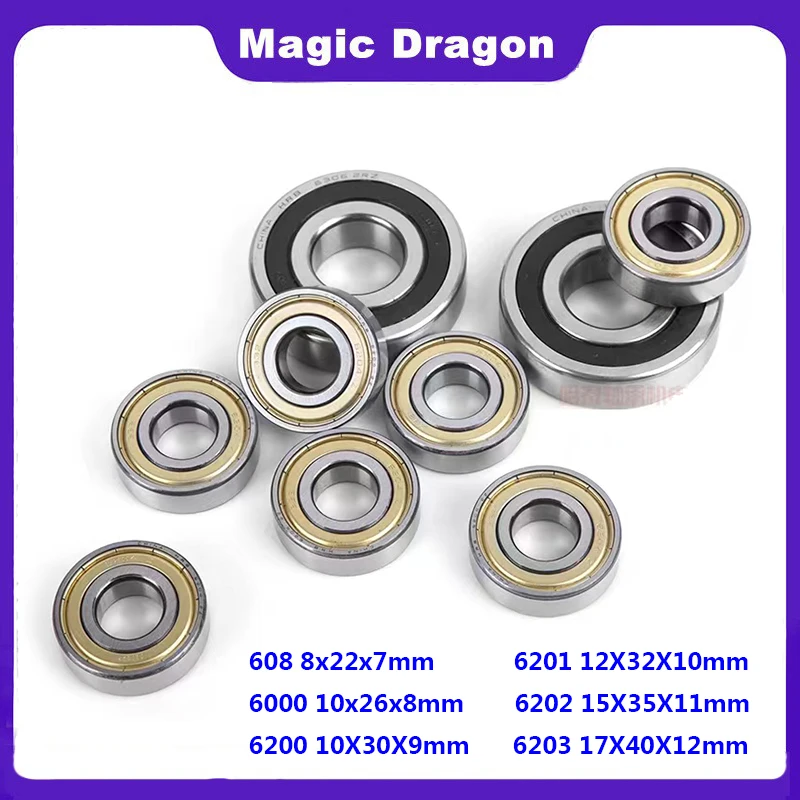 10PCS ABEC-5 608 6000 6200 6201 6202 6203 6204 6205 6206 ZZ 2RS Metalowa uszczelka Łożysko kulkowe Deep Droove 8x22x7mm 12x32x10mm