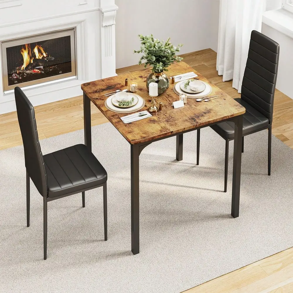 

Обеденный стол на 2 персоны с 2 стульями с обивкой из искусственной кожи для дома, кухни, гостиной