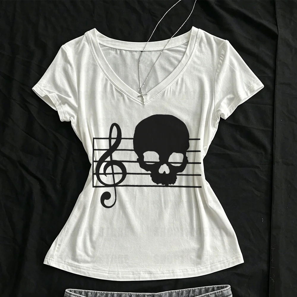 Goth Woman Clothes for Women Baby Tees Y2k Top Gothic Graphic T Shirts 2000s Tops Female Clothing Shoujo Girl Style Emo Harajuku