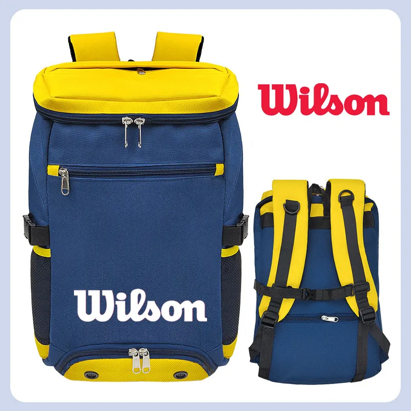 Wilson Sports Backpack Splicing Color Contrasting Independent Shoe Storage Tennis Bag Men's and Women's Badminton Racquet Bag