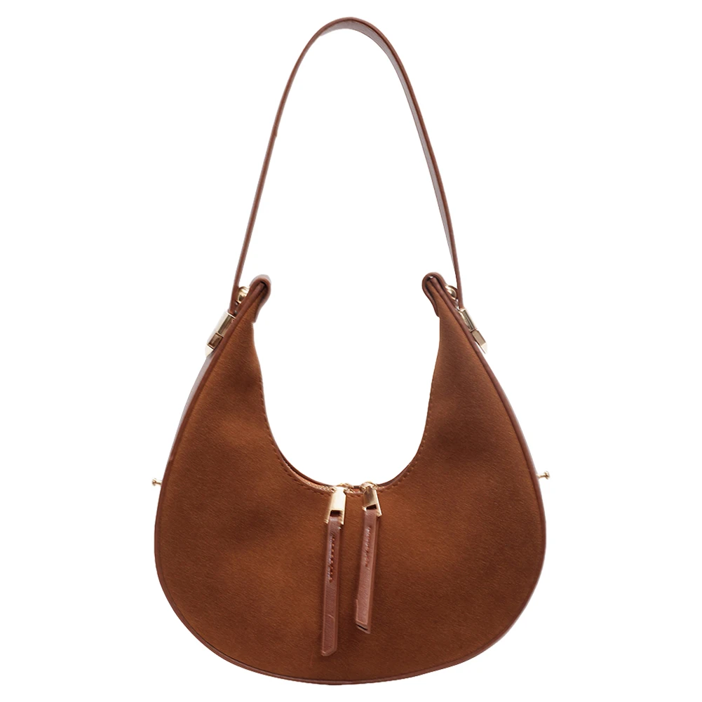 Женская сумка через плечо из искусственной замши, модная сумка для подмышек, большая вместительная сумка с верхней ручкой, застежка-молния, регулируемый ремень, уличная дорожная сумка