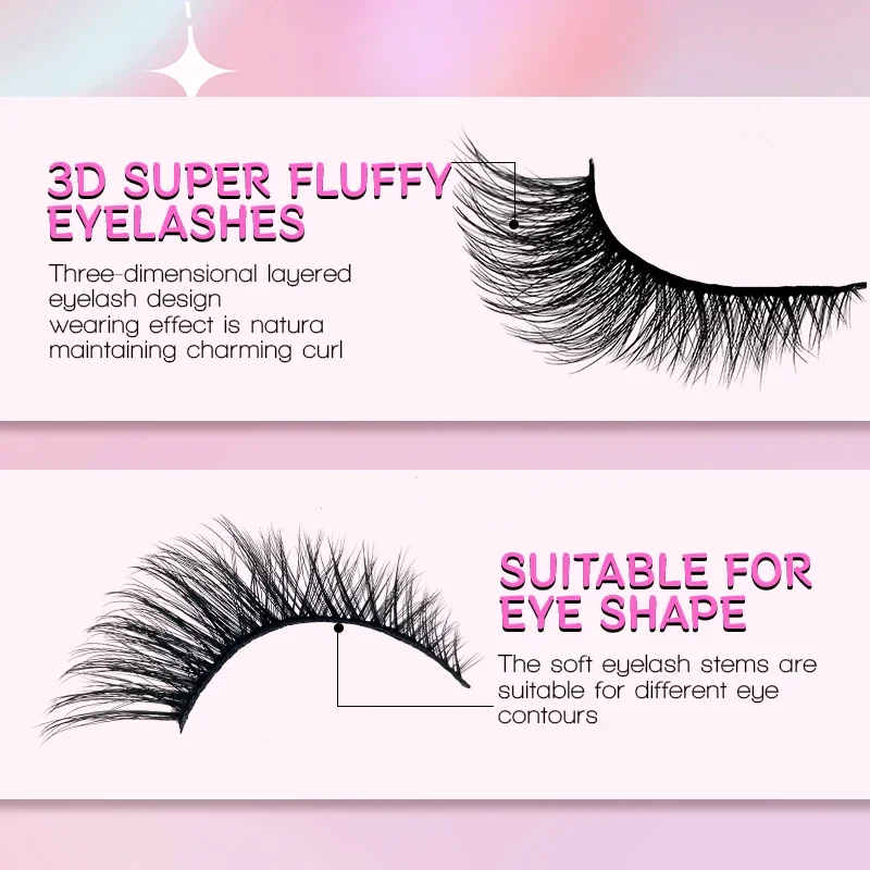 Vipuda ปลายขนตาปลอมแบบมีปีก6/5/20คู่ขนตาปลอมแบบ wispy magnetique Lash อุปกรณ์แต่งหน้ามืออาชีพคุณภาพสูงสำหรับผู้หญิง