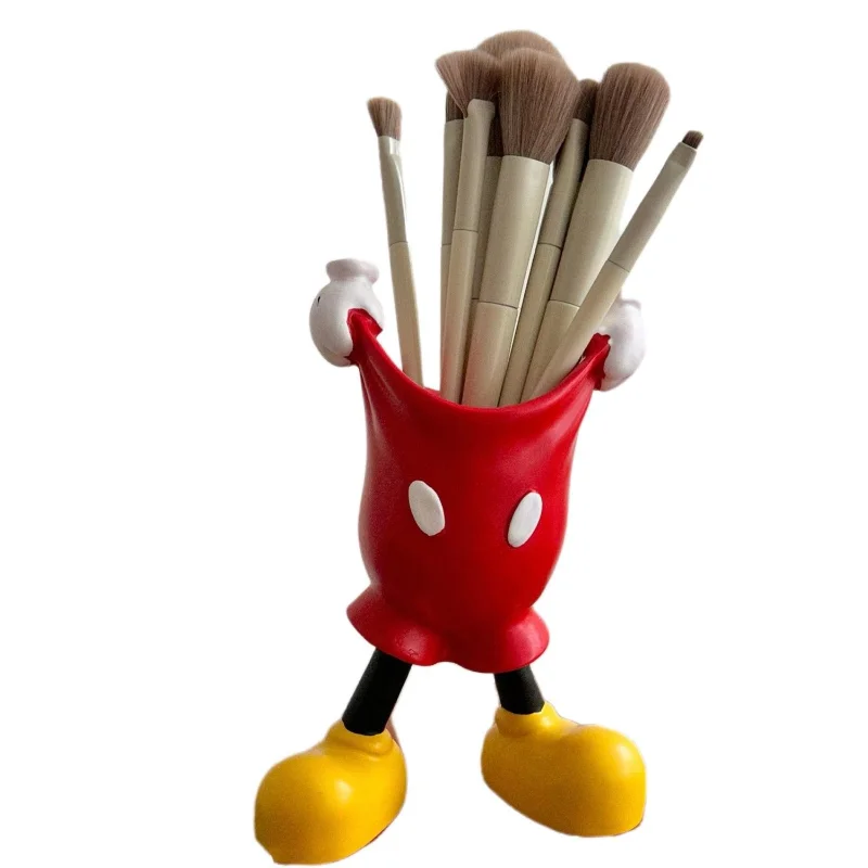 Boîte de rangement pour pinceaux de maquillage Disney Mickey et Minnie, joli porte-stylo pour étudiant, bureau, salon, décoration de bureau, ornements