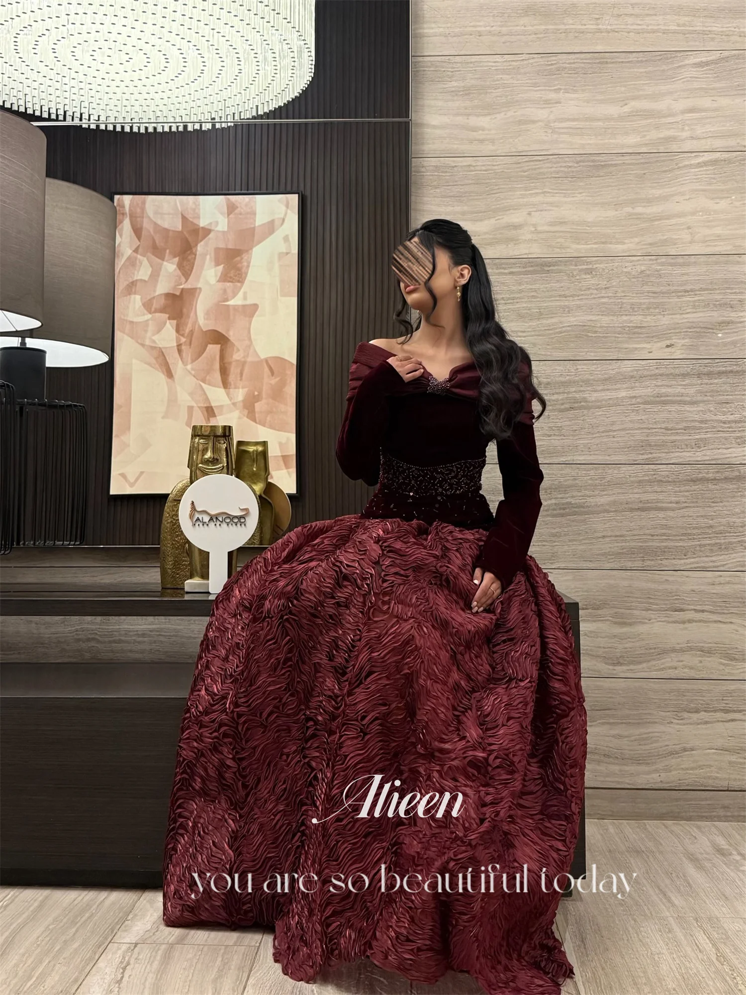 Aileen Maßgeschneiderte luxuriöse Damen-Abendkleider für besondere Anlässe, Vestidos De Festa, elegante Partykleider 2025, Burgunderrot