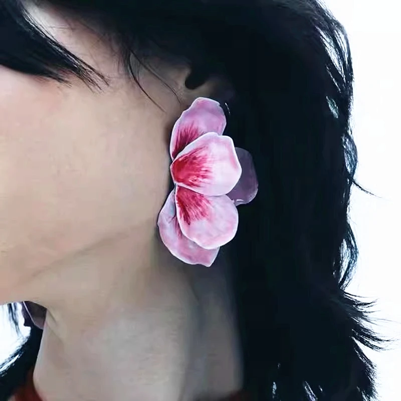 

Colorful Drop Glaze Flower Enamel Earrings for Women European and American Personality Exaggerated Romantic Jewelry Accessories