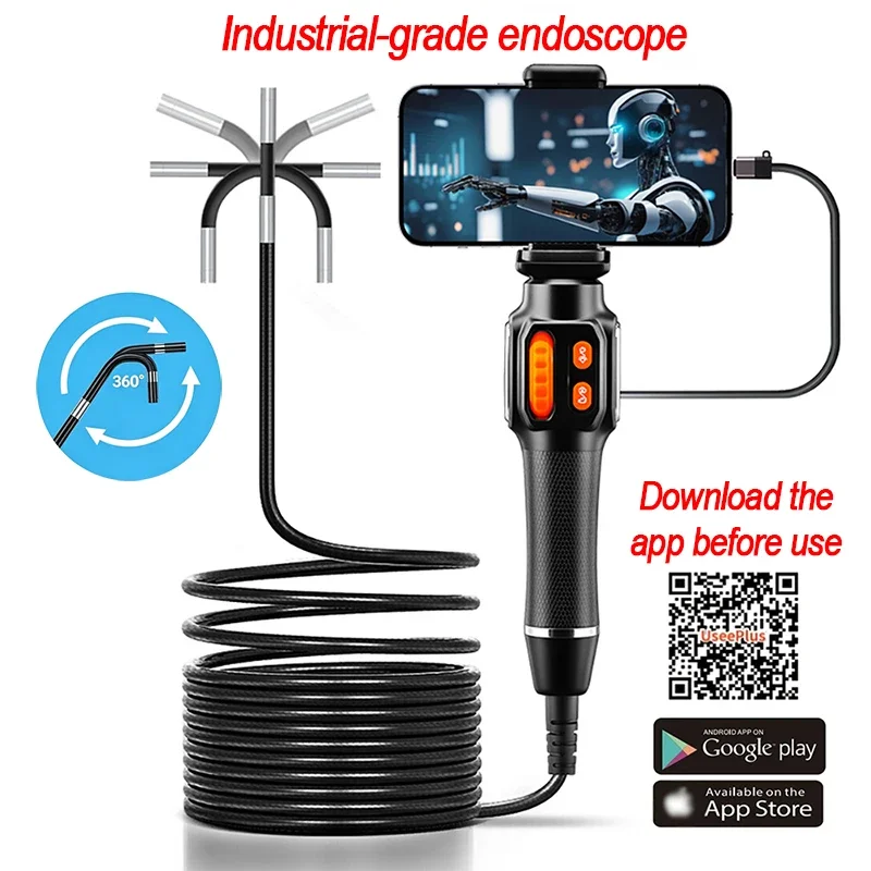 

360° Articulating Borescope Camera 1m/1.5m/2m 1080P HD Articulated Inspection Borescope Camera IP67 For Android/iOS Phone