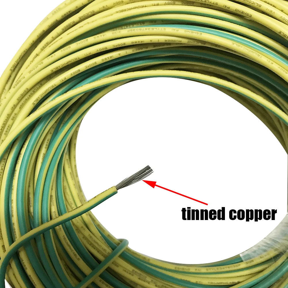 UL3135 14AWG Multi-strand Flexible Wire RV 2 Square Yellow Green Two Color Ground Cable Tinned Copper Cord