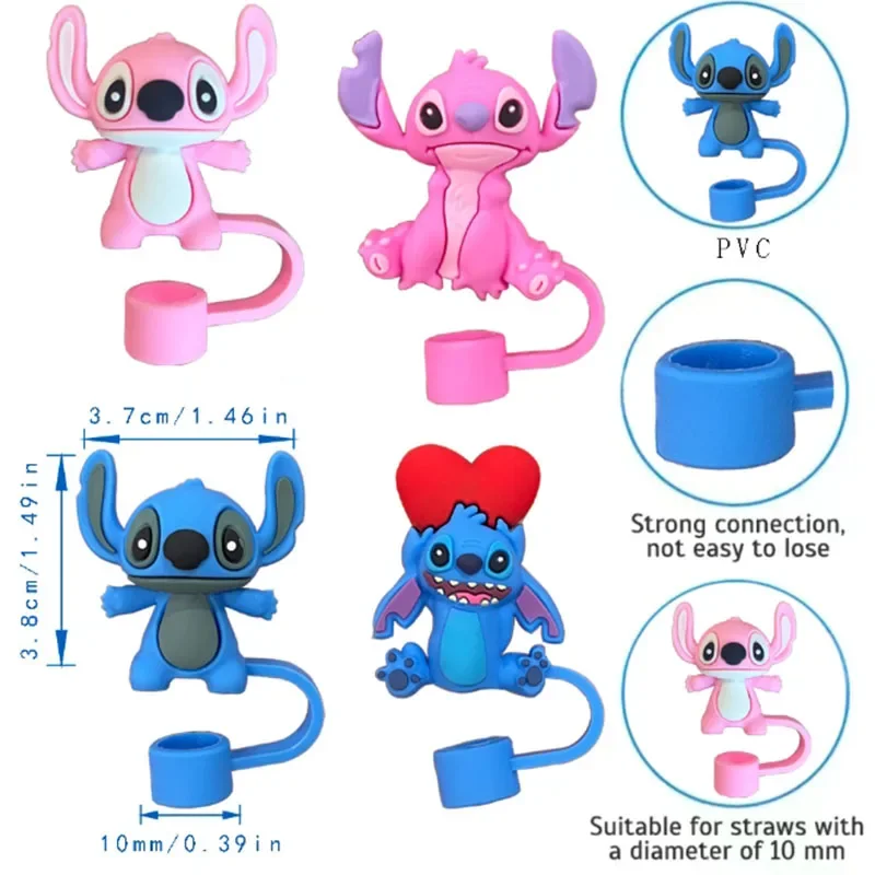 Stitch10mm Straw Covers Cap Compatible with Stanley 30&40 Oz Tumbler,Cute Disney Straw Toppers,Reusable Dust-Proof Straw Payty