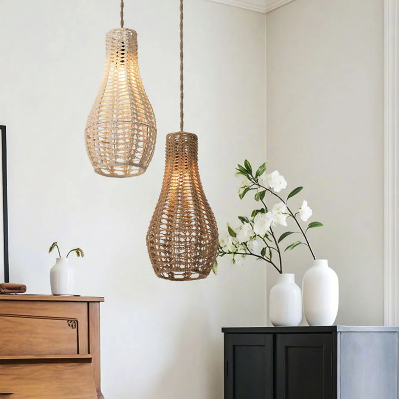 

Абажур Художественная лампа ручной работы Креативный кулон Уникальное освещение Декоративная бумага Тканый шикарный абажур Свет в стиле бохо Крышка светильника