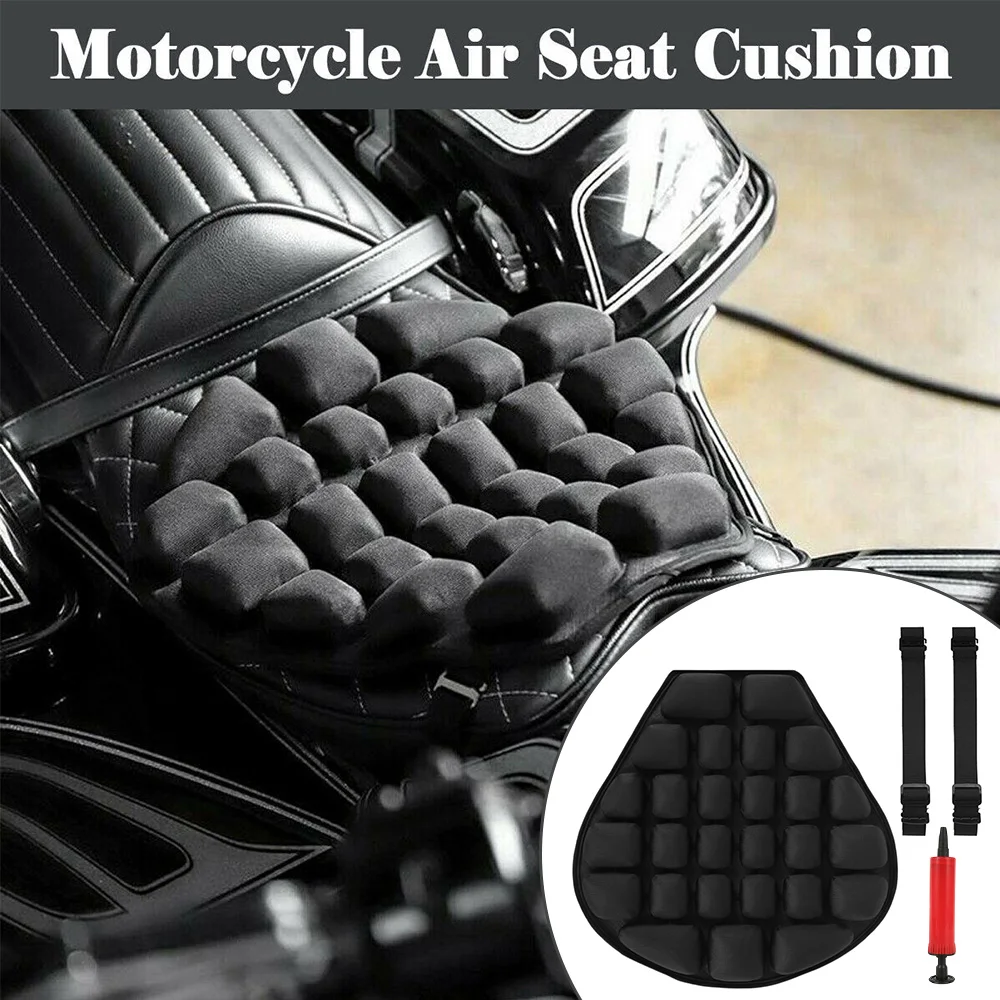 3D Motorcycle Cushion Pad Motorcycle Seat Cushion with Bandages Fixed Pressure Relief Ride for Cruiser Touring Saddles