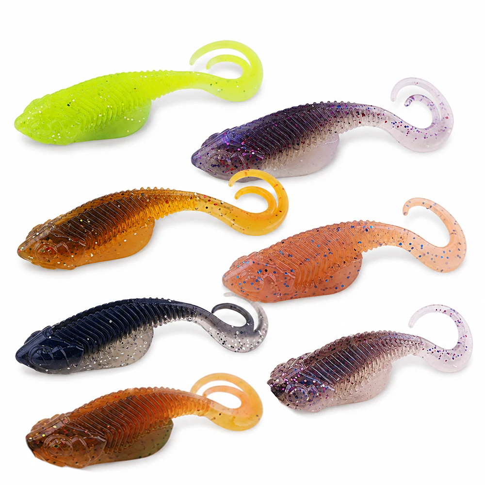 ZUKIBO 45mm Curly Tail Soft Lure Grub Worm Bass Angelköder für Barsch, Forelle, Fluss-, See- und Felsenfischen, mehrfarbig – Detail 9