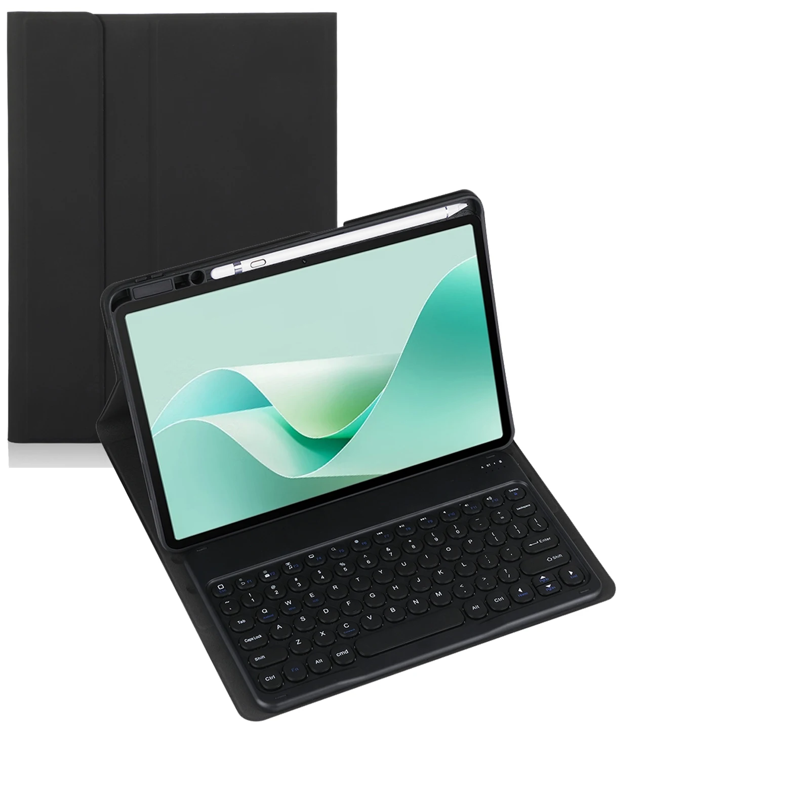 เคสคีย์บอร์ดทรงกลมสำหรับหัวเว่ย MatePad C5 BZT3 แท็บเล็ตขนาด 10.4 นิ้ว คีย์บอร์ดไร้สายแบบวงกลมพร้อมที่ใส่ปากกา