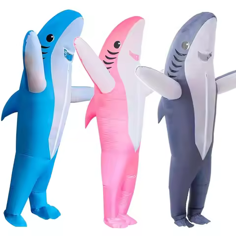 Inflatable Shark Costume Air Blow up Jaws Jumpsuit Fancy Dress Funny Carcharias Suit for Cosplay Party