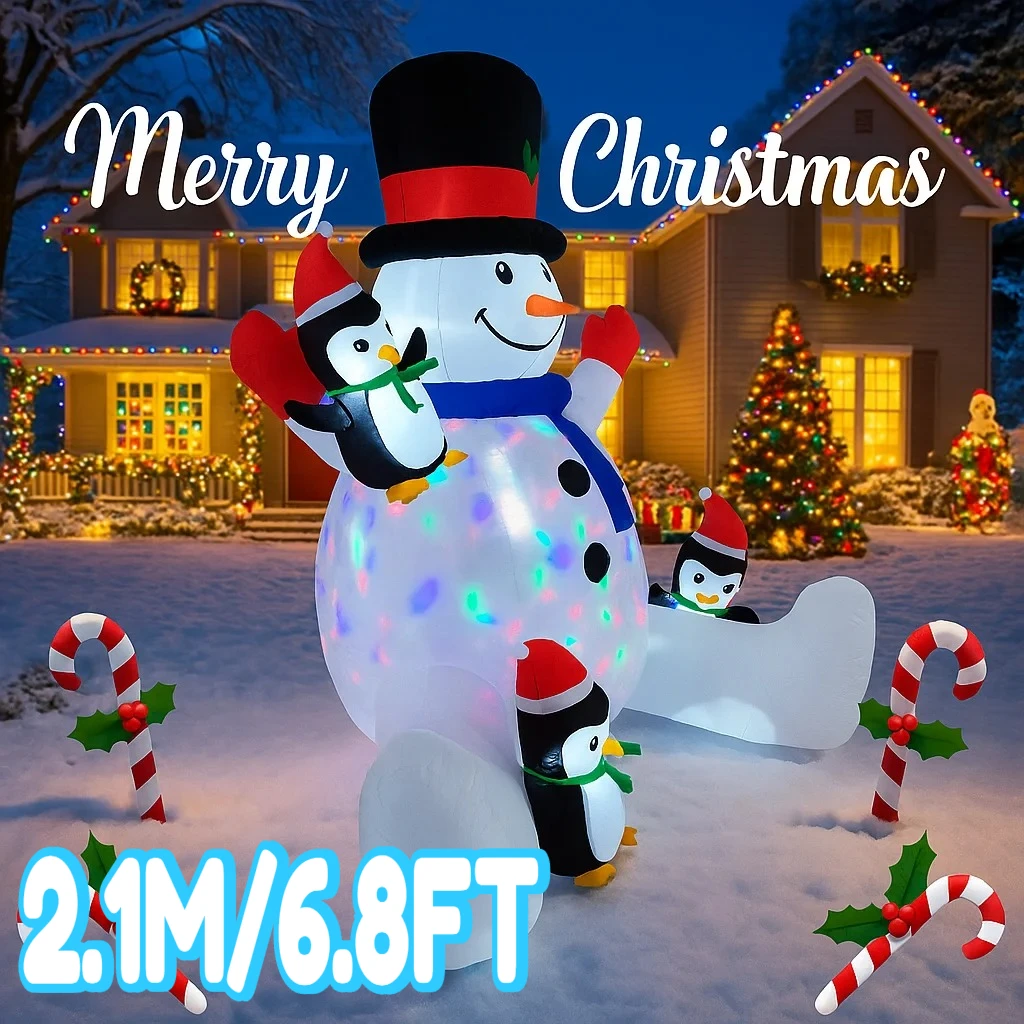 

2.1M/6.8FT Holiday Lighting Holiday Lighting Decor LED Inflatable Xmas Yard Snowman Penguins Christmas Gift Supplies Ornament