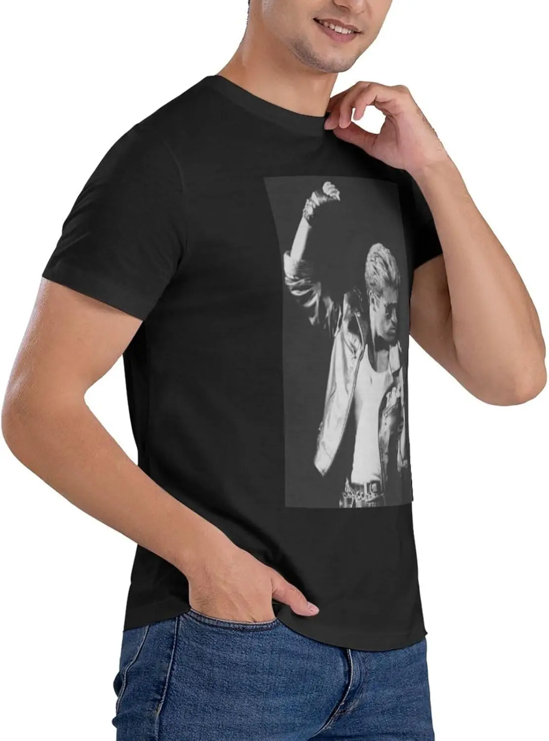 Męskie koszulki George Music Michael Casual Wygodny design Graficzny top z krótkim rękawem i okrągłym dekoltem w kolorze czarnym