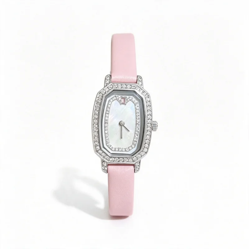 Cameo Pink Sweetheart Watch Alloy Material Synthetic Zircon Fashion Versatile Women's Exquisite Watches