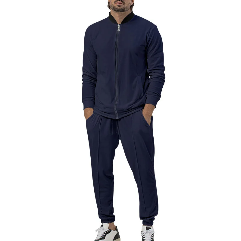 

2025 Independent Station Autumn Men's Jacket Cross-border European and American Casual Zipper Long Sleeve Men's Jacket Pants Set
