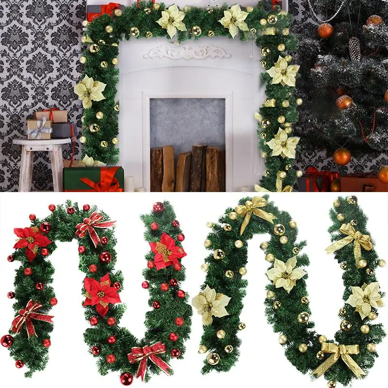 Christmas Garland Artificial Festival Garland Christmas Garland Rattan Wreath Indoor Outdoor Garland for Door Table Centerpiece