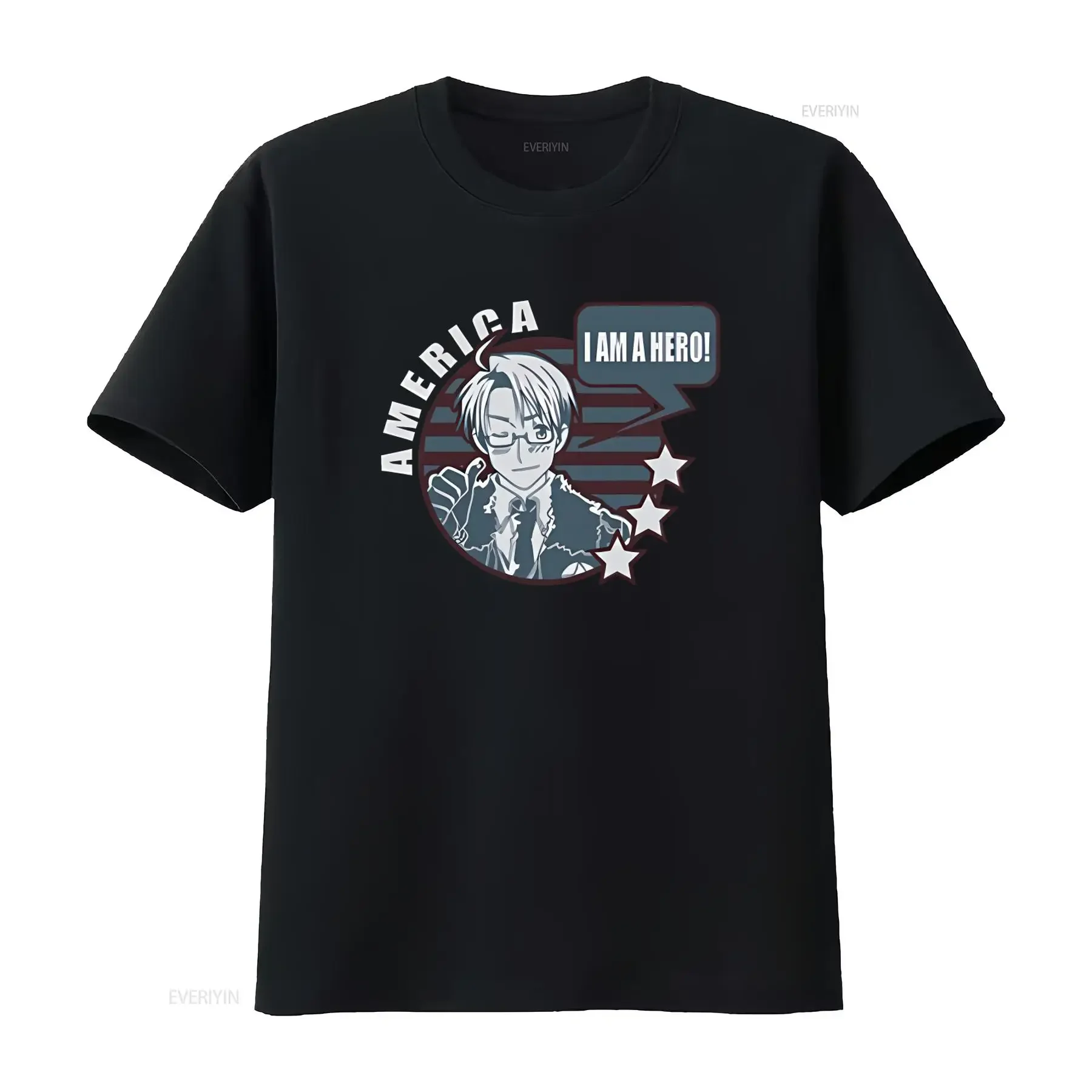 Camiseta Hetalia Axis Powers America para hombre, tallas NUEVAS, diseño de héroe de dibujos animados para fanáticos americanos, estilo vintage lavado, ropa urbana