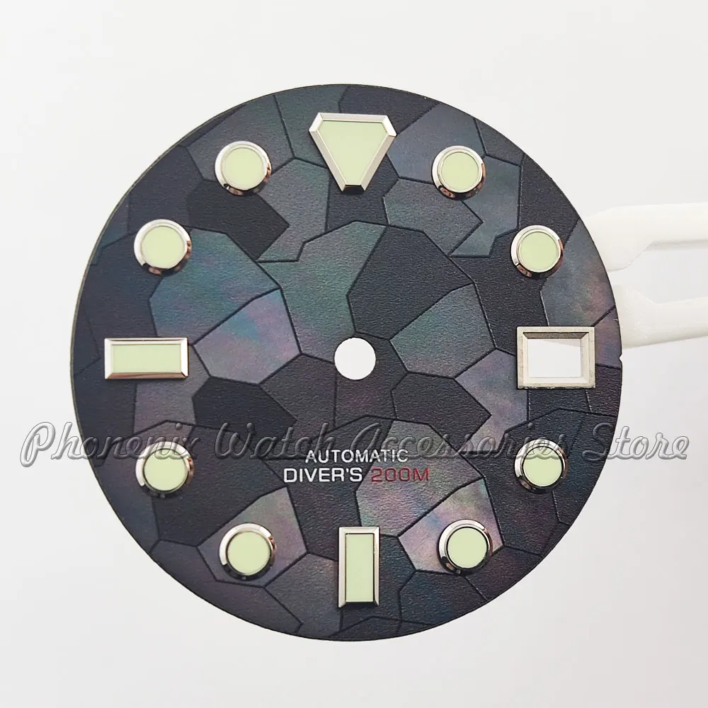 nh35-dial-285mm-watch-dial-pearl-mica-dial-green-night-light-suitable-for-nh35-movement-high-quality-accessories-watch-dial