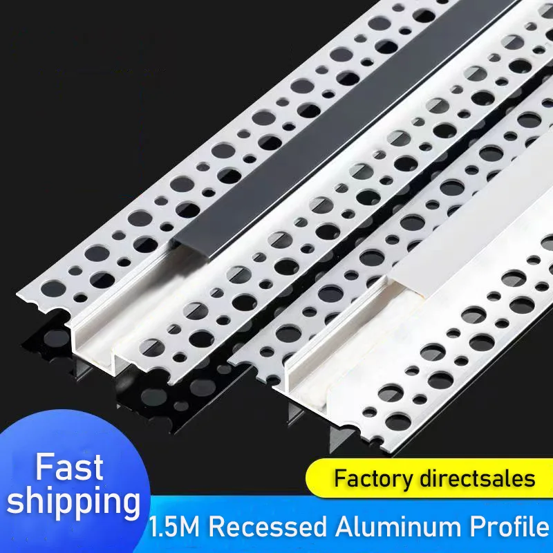 

LED Embedded Linear Lamp Boundless Aluminum Profile Gypsum Board External Angle Ceiling Frameless Recessed U-shaped Line Light