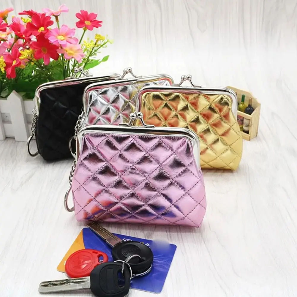 

Metal Button Pocket Hasp Coin Purse PU Leather with Key Ring Clutch Wallet Pouch Lipstick Storage Bag Small Wallet Ladies