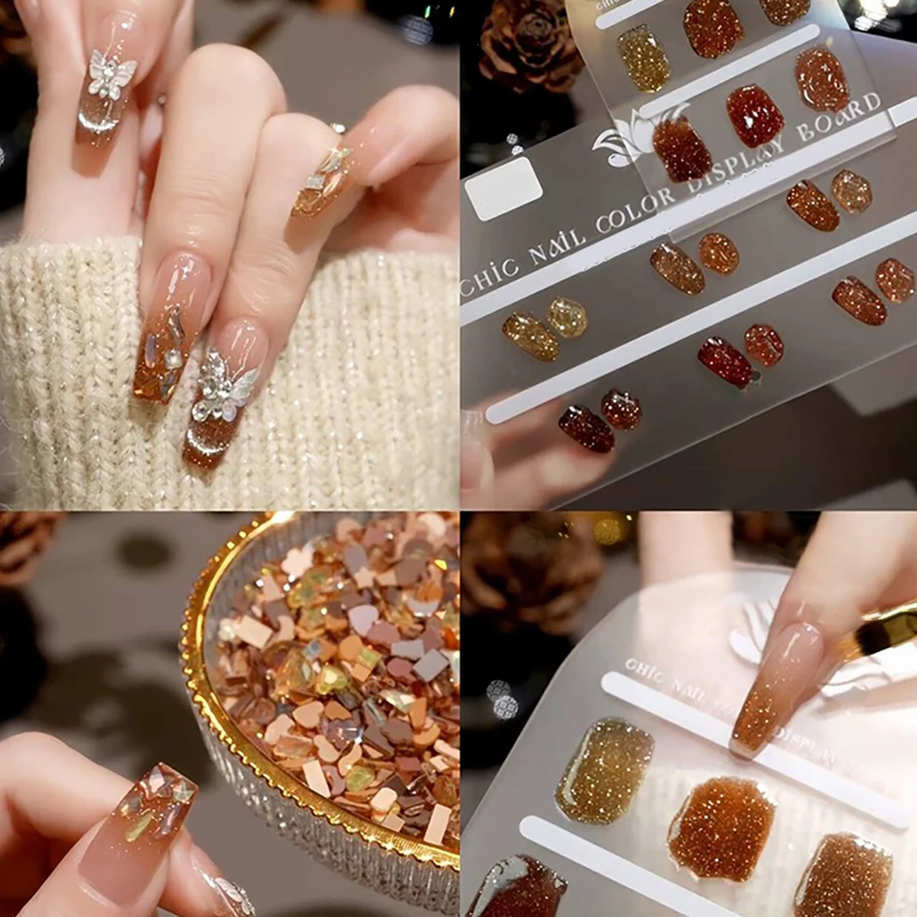 12ML Autunno Unghie Flash Maillard Disco Diamante Rotto Glitter Gel Smalto per Natale Halloween Nail Art Salon e Home