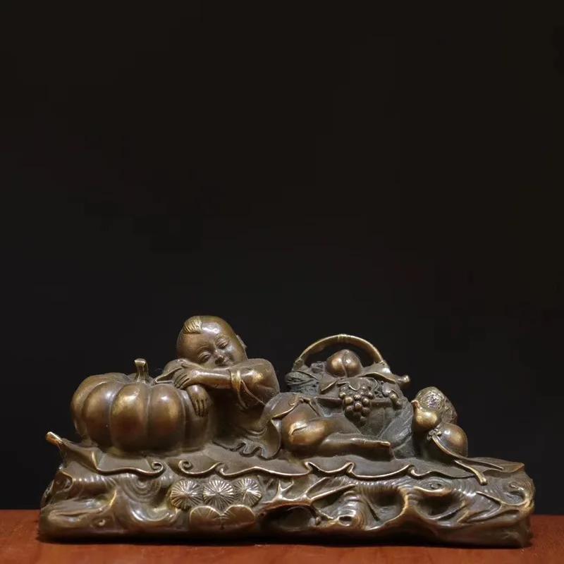 Copper Maitreya Buddha Figurine for Abundant Harvest and Peace of Mind, Large-Bellied Brass Buddha Statue for Home Decoration, C